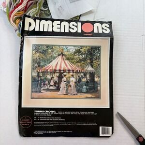 Dimensions Summer Carousel Crewel Kit Alan Maley 1992 Vintage Needlepoint NIB